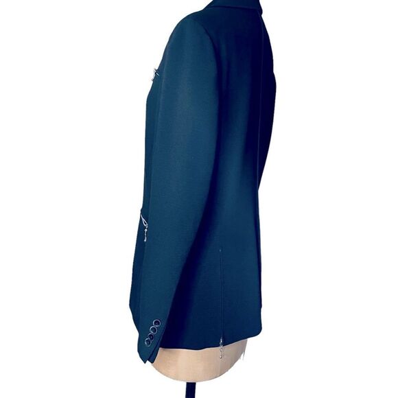 George Simonton Black Crepe Zip Detail Suit Jacket Blazer - size 12 - Picture 4 of 14